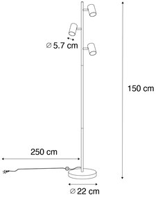 Moderne vloerlamp zwart met hout 3-lichts - Jeana Modern, Industriele / Industrie / Industrial GU10 Binnenverlichting Lamp