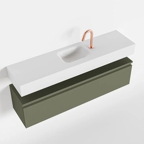 Mondiaz Andor toiletmeubel 120cm army met witte wastafel midden met kraangat