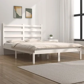 vidaXL Bedframe massief grenenhout wit 140x200 cm