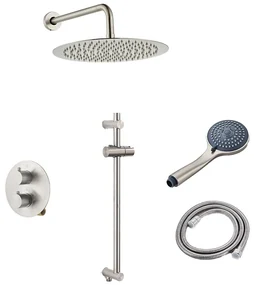 Saniclear Exclusive inbouw regendouche 30cm rond met wandarm, 3 standen handdouche en glijstang RVS
