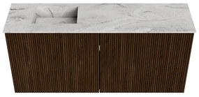 Mondiaz Joya DLux 90cm toiletmeubel walnut met wastafel faye links zonder kraangat glace