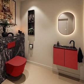 Mondiaz Ture DLux toiletmeubel 60cm fire met wastafel lava rechts met kraangat