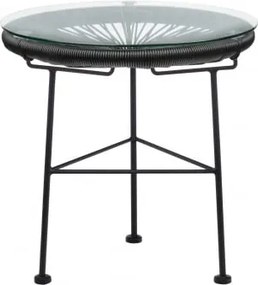 Ronde Bijzettafel Voor Tuin Ø45 Cm Van Staal En Synthetisch Riet Acapulco Zwart - Sklum