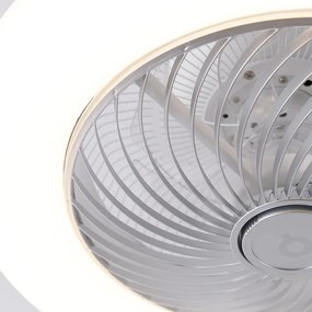 Plafondventilator met lamp zilver incl. LED met afstandsbediening - Clima Design rond Binnenverlichting Lamp