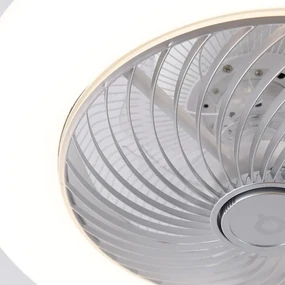 Plafondventilator met lamp zilver incl. LED met afstandsbediening - Clima Design rond Binnenverlichting Lamp
