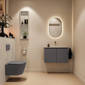 Mondiaz Ture DLux toiletmeubel 80cm dark grey met wastafel opalo midden zonder kraangat