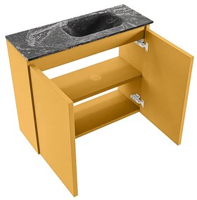 Mondiaz Ture DLux toiletmeubel 60cm ocher met wastafel lava rechts met kraangat