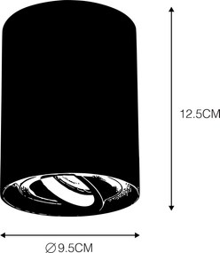 Spot / Opbouwspot / Plafondspot grijs met koper draai- en kantelbaar - Rondoo Up Design, Modern GU10 Binnenverlichting Lamp