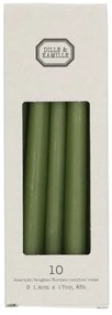 Kaarsjes smal, donkergroen, 17 cm, 10 stuks