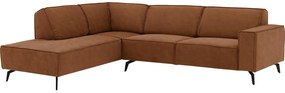 Goossens Hoekbank Hercules bruin, microvezel, 3-zits, modern design met ligelement links