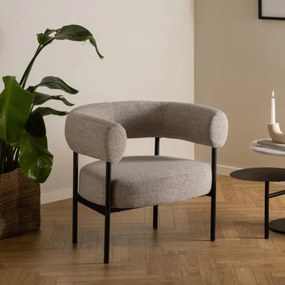 Beige Design Fauteuil Met Ronde Rug