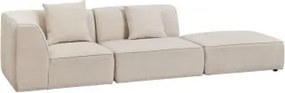 Cardea 2-delige Modulaire Hoekbank Met Gestoffeerde Poef Chenille Crèmebeige - Sklum