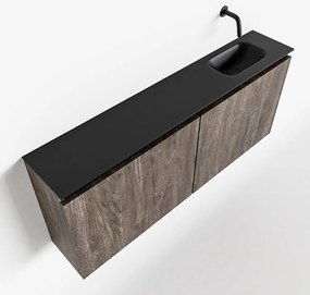Mondiaz Ture 120cm toiletmeubel dark brown met wastafel urban rechts geen kraangat