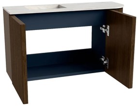 Mondiaz Joya DLux 70cm toiletmeubel ronding rechts walnut met wastafel faye links zonder kraangat opalo