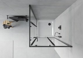 Mexen Rio vierkante douchecabine 90 x 90 cm, transparant, zwart + Flat douchebak, wit - 860-090-090-70-00-4010B