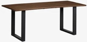 Rectangulaire Eettafel 180x90 Cm Van Acaciahout En Staal Maupi Zwart - Sklum