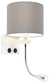 Moderne wandlamp wit met grijze kap - Brescia