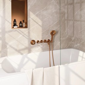 Brauer Stripe inbouw badkraan met 3 standen handdouche koper geborsteld PVD
