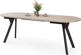 Mazzoni ALMO Kasjmier / zwarte poten - OVALE UITSCHUIFTAFEL 120-220 cm VOOR 10-12 PERSONEN