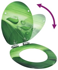vidaXL Toiletbril met soft-close deksel waterdruppel MDF groen