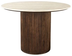 Dutchbone Arda Ronde Eettafel Travertin Walnoot - 115 X 115cm.