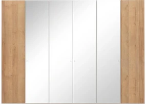 Goossens Kledingkast Easy Storage Ddk, Kledingkast 304 cm breed, 220 cm hoog, 2x draaideur en 4x spiegel draaideur midden