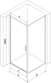 Mexen Exo-B schuifbare douchecabine 90 x 90 cm, transparant, zwart - 817-090-090-70-00