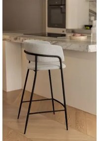 Set Van 2 Hoge Gestoffeerde Krukken Nalon ↑75 Cm & Zwart & Stof Gebroken Wit - Sklum