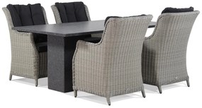 Tuinset 4 personen 180 cm Wicker Grijs Garden Collections Buckingham/Graniet
