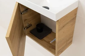 Sanigoods Minimo toiletmeubel 40cm dakota oak met witte fontein zonder kraangat