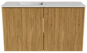 Mondiaz Joya DLux 70cm toiletmeubel oak met wastafel faye links zonder kraangat opalo