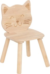 Atmosphera Kinderstoel Katje - Naturel Hout - D30 x H50 cm - Zithoogte 26 cm