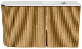 Mondiaz Joya 70cm toiletmeubel ronding links oak met wastafel faye rechts 1 kraangat talc