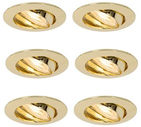 Set van 6 inbouwspots messing GU10 35mm - Edu