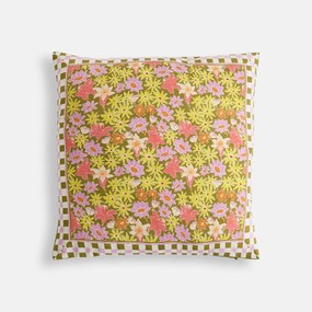 Vierkante kussenhoes 45x45 cm, katoen met bloemenprint, DELILA
