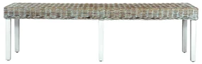 vidaXL Bankje 160 cm natuurlijk kubu rattan en massief mangohout wit
