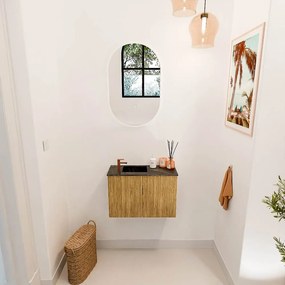 Mondiaz Joya DLux 60cm toiletmeubel oak met wastafel faye links 1 kraangat lava