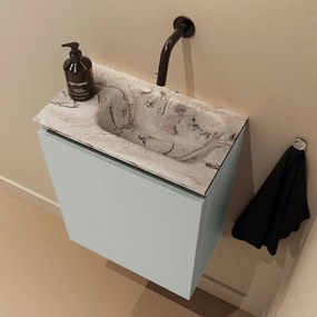 Mondiaz Ture DLux toiletmeubel 40cm greey met wastafel glace rechts zonder kraangat