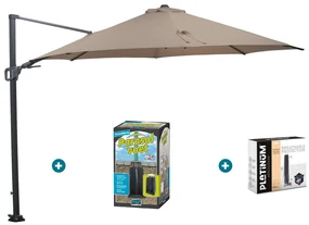 GI Hawaii zweefparasol 350 cm. - Taupe - met ingraafvoet en hoes