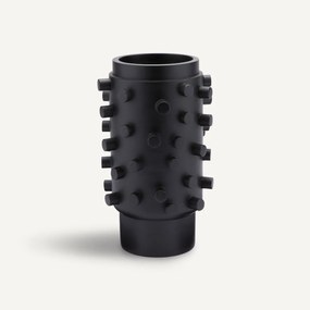 Vaas in gezwart mangohout, H37,5 cm, Daipur