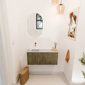 Mondiaz Joya DLux 90cm toiletmeubel dusk met wastafel faye links zonder kraangat glace