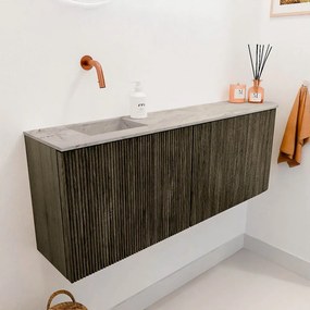 Mondiaz Joya DLux 110cm toiletmeubel ronding rechts shadow met wastafel faye links zonder kraangat glace