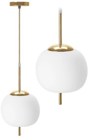 Plafondlamp Hangende Glazen Bol Wit Goud APP669-1CP