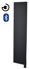 Sanicare elektrische design radiator Denso 180 x 40 cm. Mat zwart met BLUETOOTH thermostaat zwart (rechtsonder) HRSBZ401800/A