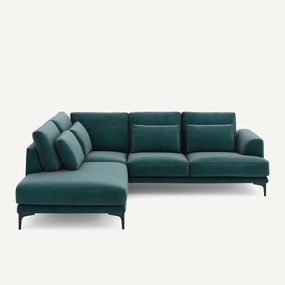 Rechtse hoekbank met leuning in fluweel, Marsile