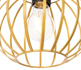 Eettafel / Eetkamer Landelijke hanglamp goud met hout 3-lichts - Yura Landelijk E27 Binnenverlichting Lamp