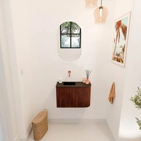 Mondiaz Joya 60cm toiletmeubel ronding rechts ruby met wastafel faye links zonder kraangat urban