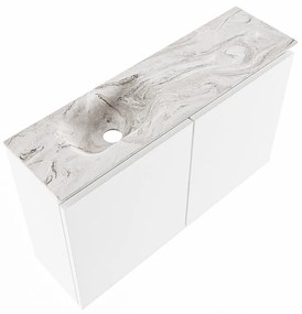 Mondiaz Ture DLux toiletmeubel 80cm talc met wastafel glace links met kraangat