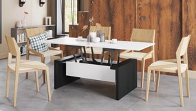 SPACE wit/zwart, opklapbare salontafel, in hoogte verstelbaar