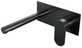 Brauer Gunmetal Edition ColdStart wastafelkraan inbouw rechte uitloop met achterplaat model C1 gunmetal geborsteld PVD
